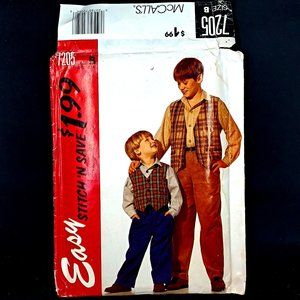 Vtg McCalls 7205 Boys Lined Vest Shirt Pants Sizes 7 8 10 12 14 Uncut Child 1994